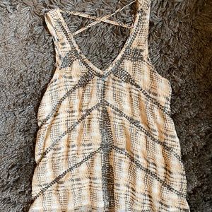 Sequined tank with back cross detail